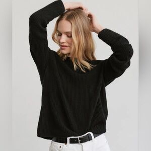 Jenni Kayne Cashmere Fisherman Sweater in Black